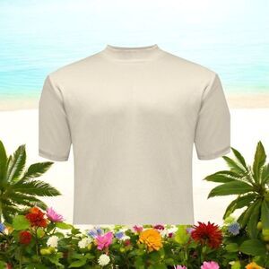 BAGAZIO MEN'S SOLID CREW IVORY NECK TEE WITH RIBBED COLLAR AND SLEEVE. BM1145